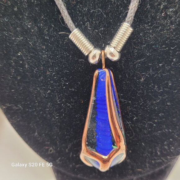 Unique Boho Glass Blue Necklace - One of a Kind - Picture 3 of 8